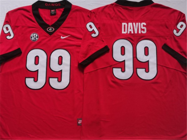 NCAA Georgia Bulldogs #99 Jordan Davis Red College Football Jersey