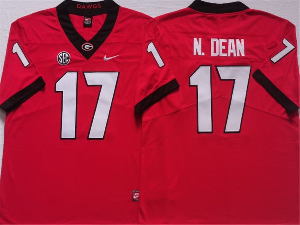 NCAA Georgia Bulldogs #17 Nakobe Dean Red College Football Jersey