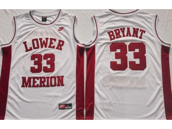 Lower Merion High School #33 Kobe Bryant White Basketball Jersey