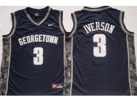 NCAA Georgetown Hoyas #3 Allen Iverson Navy College Basketball Jersey