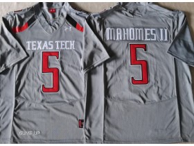 NCAA Texas Tech Red Raiders #5 Patrick Mahomes Gray College Football Jersey