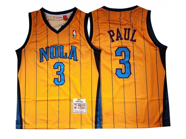 M&N Hornets #3 Chris Paul Yellow 2010-11 Hardwood Classic Jersey