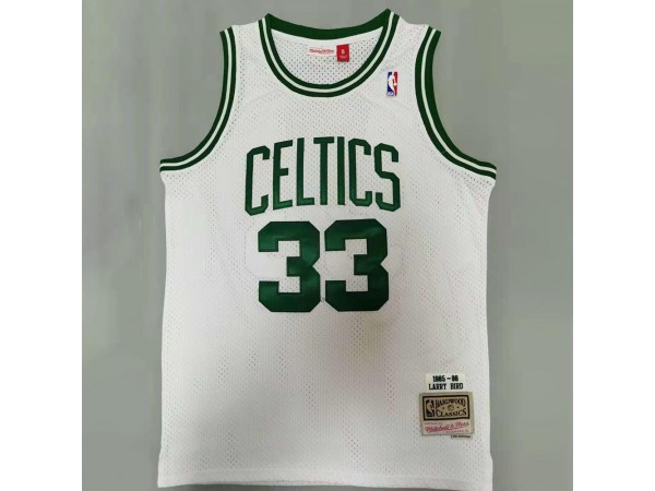 M&N Boston Celtics #33 Larry Bird White 1985-88 Hardwood Classics Jersey