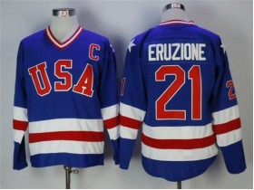 1980 Winter Olympics Team USA #21 Mike Eruzione CCM Vintage Jersey - Blue/White