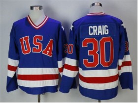 1980 Winter Olympics Team USA #30 Jim Craig CCM Vintage Jersey - Blue/White