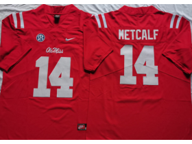 NCAA Ole Miss Rebels #14 DK Metcalf Red Football Jersey