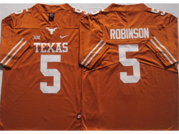 NCAA Texas Longhorns #5 Bijan Robinson Orange College Football Jersey