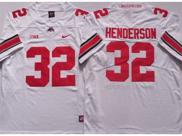 Ohio State Buckeyes #32 TreVeyon Henderson White Jersey