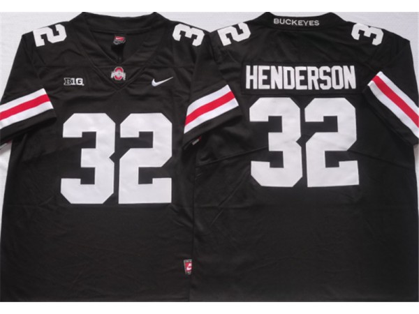 Ohio State Buckeyes #32 TreVeyon Henderson Black/White Jersey