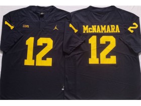 NCAA Michigan Wolverines #12 Cade McNamara Navy College Jersey