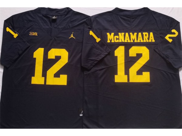 NCAA Michigan Wolverines #12 Cade McNamara Navy College Jersey