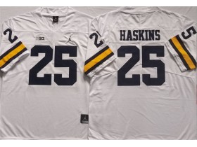 NCAA Michigan Wolverines #25 Hassan Haskins White College Jersey