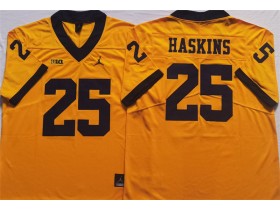 NCAA Michigan Wolverines #25 Hassan Haskins Yellow College Jersey