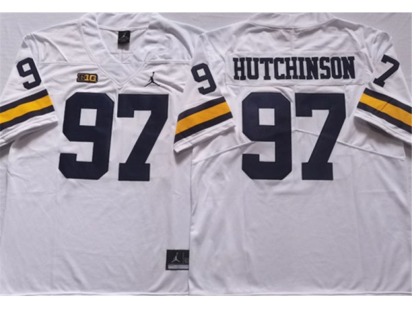 NCAA Michigan Wolverines #97 Aidan Hutchinson White College Jersey