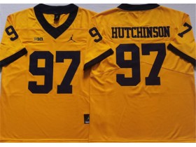 NCAA Michigan Wolverines #97 Aidan Hutchinson Yellow College Jersey