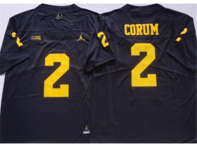 NCAA Michigan Wolverines #2 Blake Corum Navy College Jersey