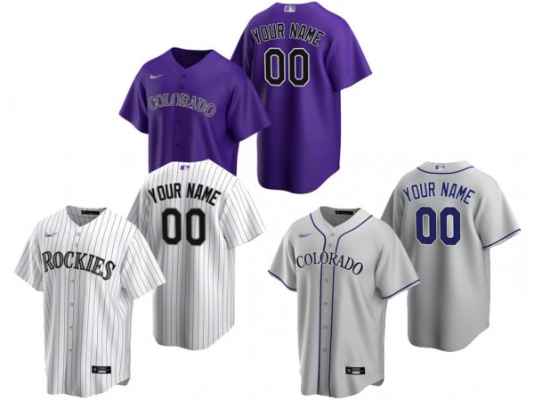 Custom Colorado Rockies Cool Base Jersey - Purpl/White/Gray 