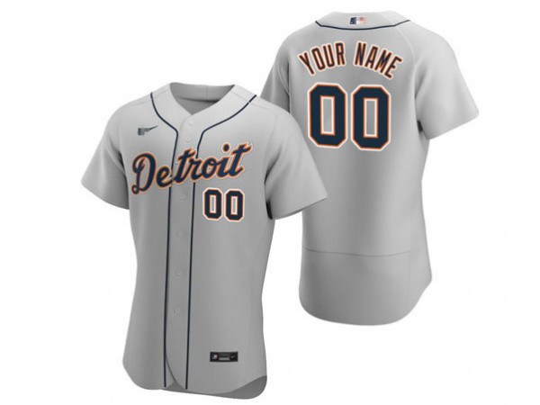 Custom Detroit Tigers Flex Base Jersey - White/Gray 