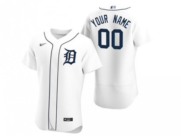 Custom Detroit Tigers Flex Base Jersey - White/Gray 