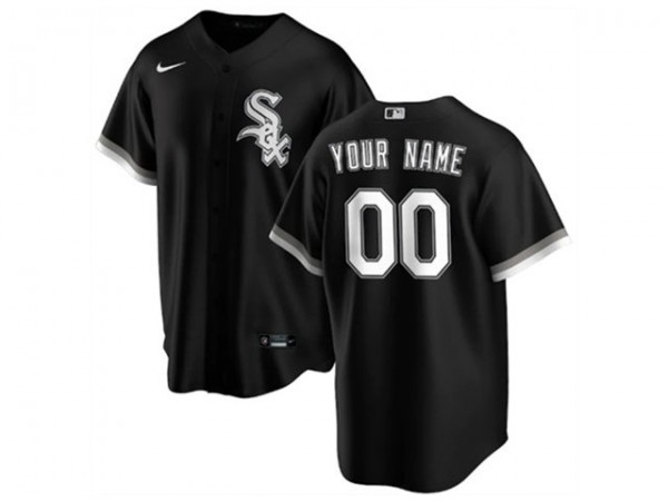 Custom Chicago White Sox Black Cool Base Jersey