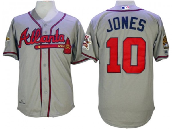 Atlanta Braves #10 Chipper Jones 1995 Throwback Jersey - Gray/White