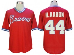 Atlanta Braves #44 Hank Aaron Red 1980 Cooperstown Mesh Batting Practice Jersey