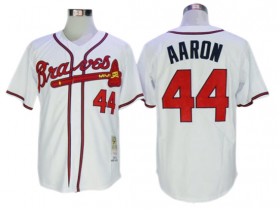 Atlanta Braves #44 Hank Aaron White Throwback Jersey