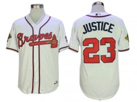 Atlanta Braves #23 David Justice 1995 Throwback Jersey - Gray/White