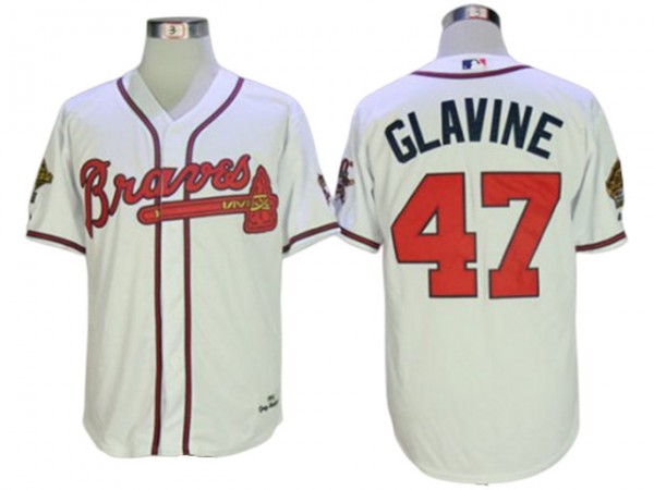 Atlanta Braves #47 Tom Glavine 1995 Throwback Jersey - Gray/White