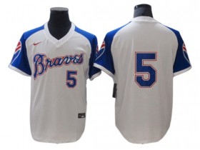 Atlanta Braves #5 Freddie Freeman White 1974 Throwback Jersey