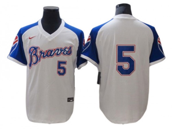 Atlanta Braves #5 Freddie Freeman White 1974 Throwback Jersey