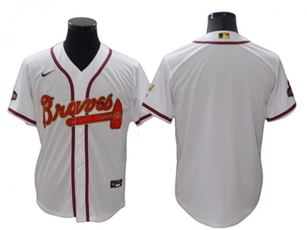 Atlanta Braves Blank White Home 2022 Gold Program Cool Base Jersey