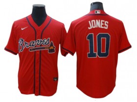 Atlanta Braves #10 Chipper Jones Red Alternate Cool Base Jersey