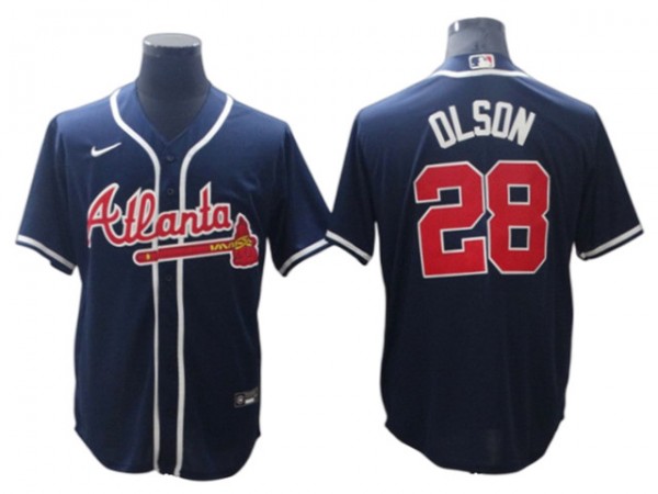 Atlanta Braves #28 Matt Olson Navy Alternate Cool Base Jersey