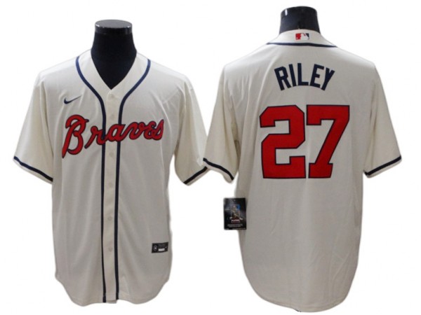 Atlanta Braves #27 Austin Riley Cream Cool Base Jersey