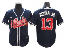 Atlanta Braves #13 Ronald Acuna Jr. Navy Alternate Cool Base Jersey