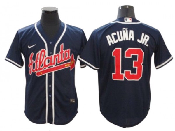 Atlanta Braves #13 Ronald Acuna Jr. Navy Alternate Cool Base Jersey