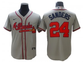 Atlanta Braves #24 Deion Sanders Gray Cool Base Jersey