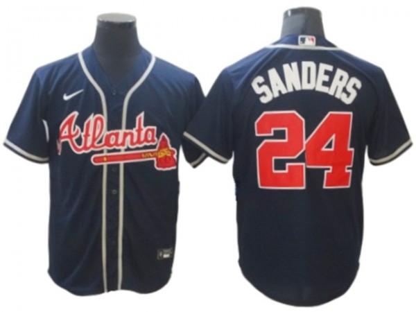 Atlanta Braves #24 Deion Sanders Navy Cool Base Jersey