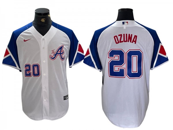 Atlanta Braves #20 Marcell Ozuna White 2023 City Connect Jersey