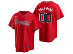 Custom Atlanta Braves Red Alternate Cool Base Jersey