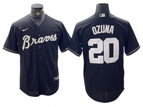 Atlanta Braves #20 Marcell Ozuna Black Cool Base Jersey