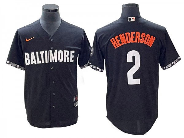 Baltimore Orioles #2 Gunnar Henderson Black 2023 City Connect Jersey