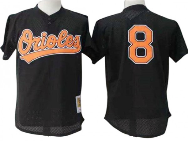 Baltimore Orioles #8 Cal Ripken Jr Black Mesh Throwback Jersey