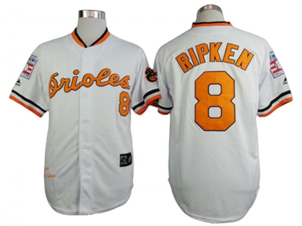 Baltimore Orioles #8 Cal Ripken White 1970 Throwback Jersey