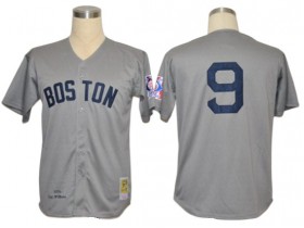 Boston Red Sox #9 Ted Williams Gray Throwback Jersey