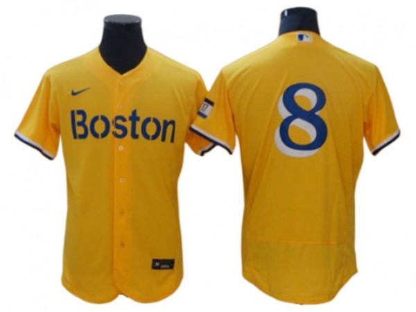 Boston Red Sox #8 Carl Yastrzemski Gold City Connect Flex Base Jersey