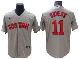 Boston Red Sox #11 Rafael Devers Gray Road Cool Base Jersey