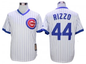 Chicago Cubs #44 Anthony Rizzo Cooperstown Collection Throwback Jersey - White/Blue