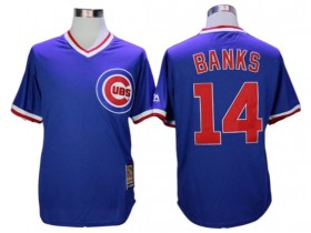 Chicago Cubs #14 Ernie Banks Blue Cooperstown Collection Throwback Jersey